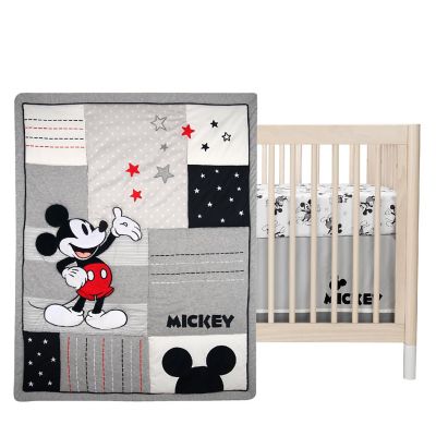 Lambs & Ivy Disney Baby Magical Mickey Mouse 3-Piece Crib Bedding Set - Gray Image 1