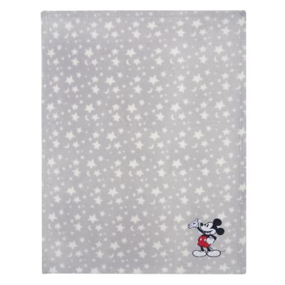 Lambs & Ivy Disney Baby Mickey Mouse Stars Gray Soft Fleece Baby Blanket Image 1