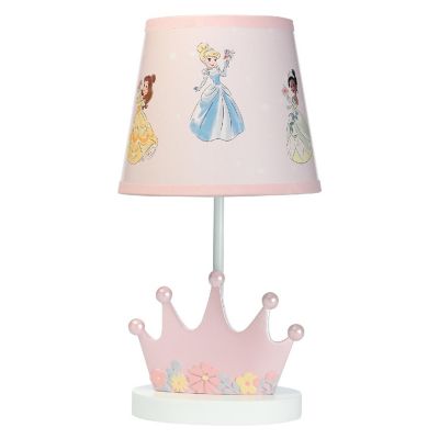 Lambs & Ivy Disney Princesses Pink Crown Nursery Lamp with Shade & Bulb Image 1