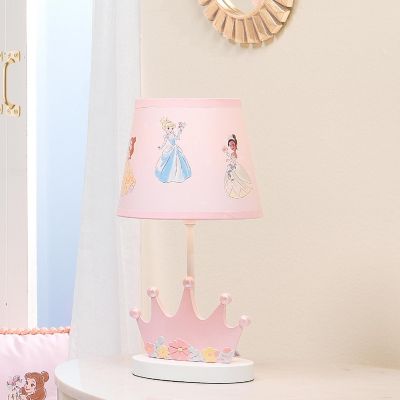 Lambs & Ivy Disney Princesses Pink Crown Nursery Lamp with Shade & Bulb Image 3