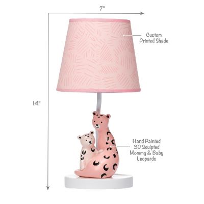 Lambs & Ivy Enchanted Safari Pink Leopard Lamp with Shade & Bulb Image 2