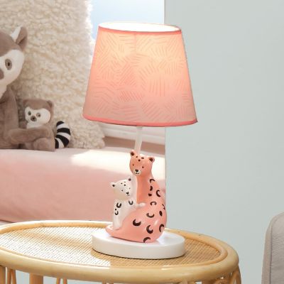 Lambs & Ivy Enchanted Safari Pink Leopard Lamp with Shade & Bulb Image 3