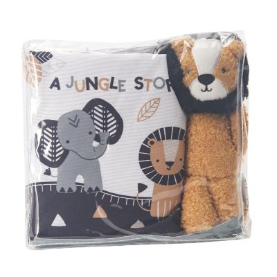 Lambs & Ivy Jungle Story Developmental Soft Book & Lion Plush Toy Gift Set Image 1