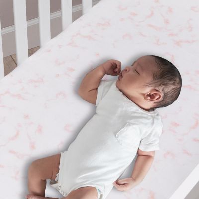 Lambs & Ivy Signature Rose Marble Organic Cotton Fitted Crib Sheet Image 1