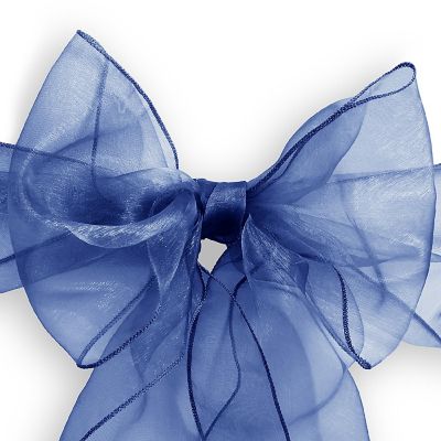 Lann's Linens 10 Organza Wedding Chair Cover Bow Sashes - Ribbon Tie Back Sash - Navy Blue Image 1