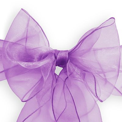 Lann's Linens 10 Organza Wedding Chair Cover Bow Sashes - Ribbon Tie Back Sash - Purple Image 1