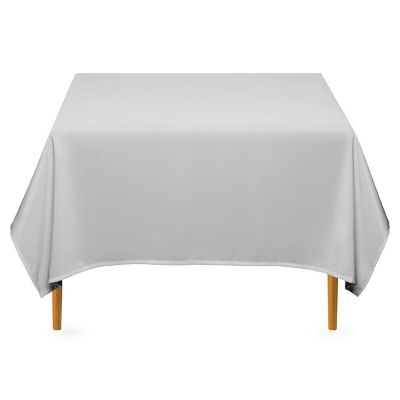 Lann's Linens 10 Pack 70" Square Wedding Banquet Polyester Fabric Tablecloth - Silver Image 1