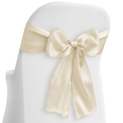 Lann's Linens 10 Satin Wedding Chair Cover Bow Sashes - Ribbon Tie Back Sash - Ivory Image 1