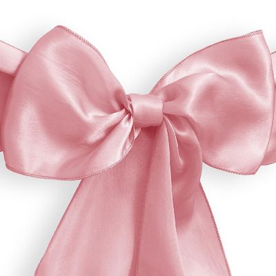Lann's Linens 10 Satin Wedding Chair Cover Bow Sashes - Ribbon Tie Back Sash - Pink Image 1