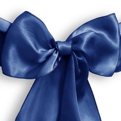 Lann's Linens 100 Satin Wedding Chair Cover Bow Sashes - Ribbon Tie Back Sash - Royal Blue Image 1