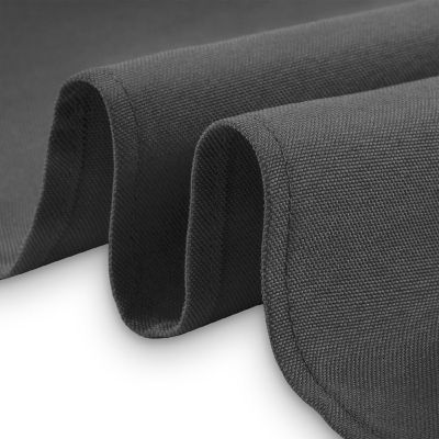 Lann's Linens 132" Round Wedding Banquet Polyester Fabric Tablecloth - Dark Gray Image 2