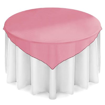 Lann's Linens 5 Organza Overlay Table Toppers 72" Square Wedding Tablecloth Covers- Burgundy Image 1