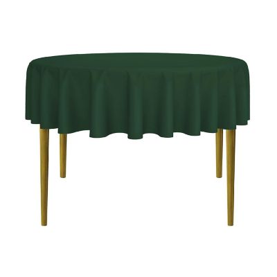 Lann's Linens 5 Pack 70" Round Wedding Banquet Polyester Fabric Tablecloths - Hunter Green Image 1