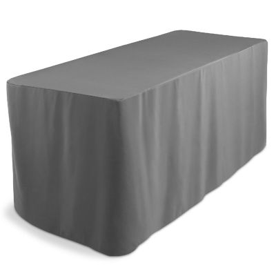 Lann's Linens 6' Fitted Tablecloth Cover with Open Back for Trade Show/Banquet/DJ Table, Gray Image 2