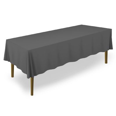 Lann's Linens 60" x 102" Rectangular Wedding Banquet Polyester Fabric Tablecloth - Dark Gray Image 1