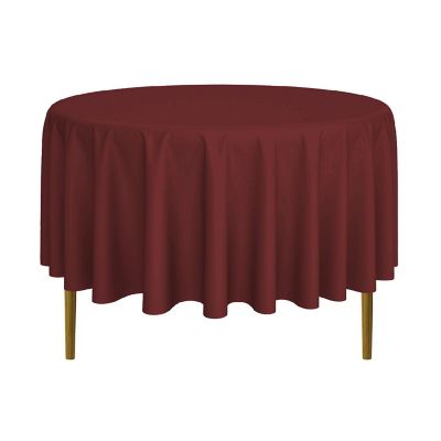Lann's Linens 90" Round Wedding Banquet Polyester Fabric Tablecloth - Burgundy Image 1