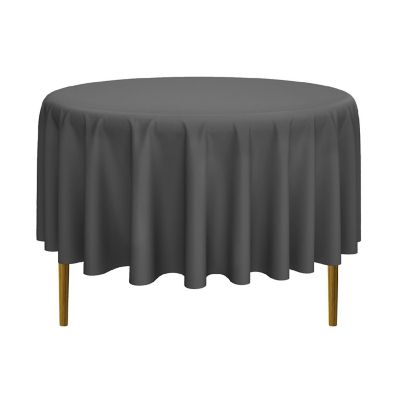 Lann's Linens 90" Round Wedding Banquet Polyester Fabric Tablecloth - Dark Gray Image 1