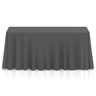 Lann's Linens 90" x 132" Rectangular Wedding Banquet Polyester Fabric Tablecloth - Dark Gray Image 1