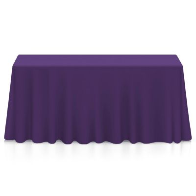 Lann's Linens 90" x 156" Rectangular Wedding Banquet Polyester Fabric Tablecloth - Purple Image 1