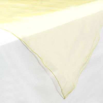 Lann's Linens Organza Wedding Table Overlay - Tablecloth Topper (72" Square - Yellow) Image 1