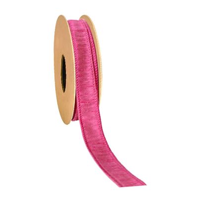 LaRibbons 1" Wired Dupioni Ribbon - Hot Pink - 10 Yard Roll Image 1