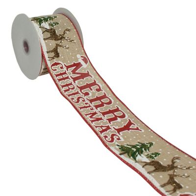 LARIBBONS 2 1/2" MERRY CHRISTMAS WIRED RIBBON Image 1