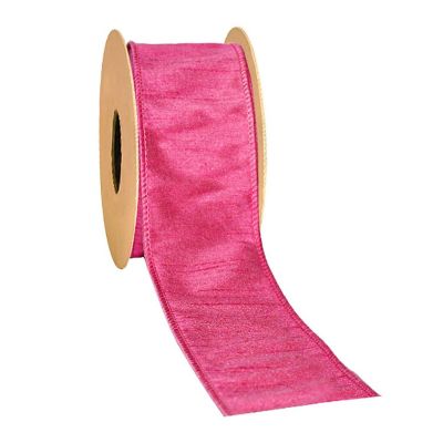 LaRibbons 2 1/2" Wired Dupioni Ribbon - Hot Pink - 10 Yard Roll Image 1