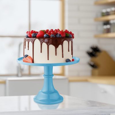 Last Confection 11" Blue Cake Stand, Dessert Cupcake Pedestal Display, Wedding, Birthday Party Image 2