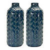 Leaf Pattern Vase (Set Of 2) 4.75"D X 11.25"H Ceramic Image 1
