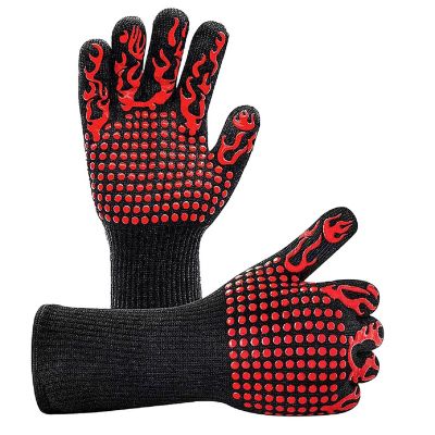 Lexi Home 18 inch Extreme Heat Resistant Grill Gloves - 2 Pairs Image 1