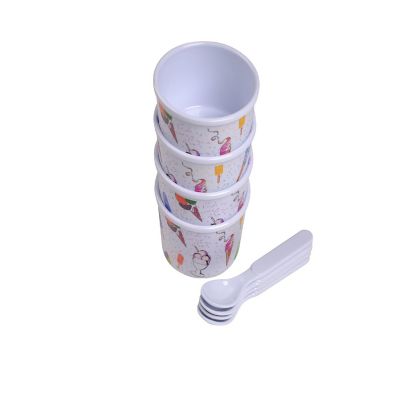 Lexi Home 8-Piece Melamine Ice Cream Cups with Spoons Set Image 1