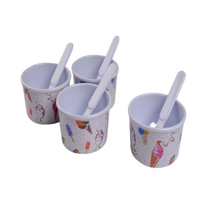 Lexi Home 8-Piece Melamine Ice Cream Cups with Spoons Set Image 2