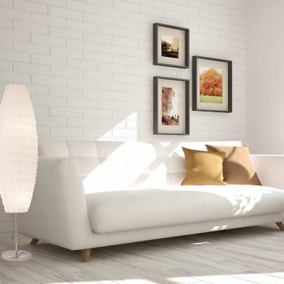 Light Accents - DIPLOMA Chrome Paper Floor Lamp with White Paper Shade  (White) Image 1