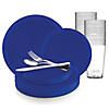 Light Blue Flat Round Disposable Plastic Dinnerware Value Set (20 Settings) Image 1