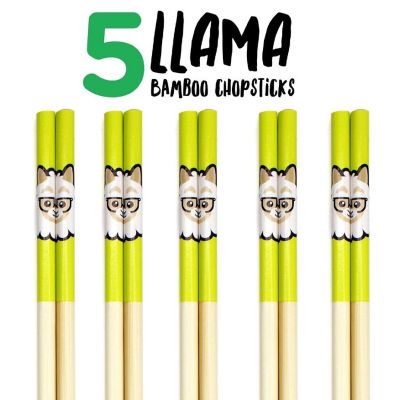 Llama Bamboo Chopstick Set of 5 Image 1