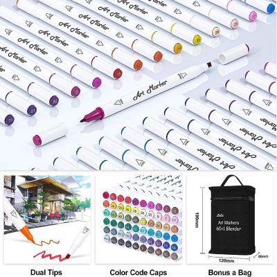 Loomini, Assorted Colors, 61 Alcohol Art Markers - Dual Tip, 1 set Image 1