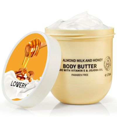 Lovery Almond Milk & Honey Body Butter - Ultra Hydrating Shea Butter Cream Image 1