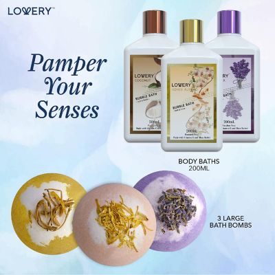 Lovery Home Spa Gift Baskets - Coconut, Lavender, Jasmine & Honey Almond Scent - 16pc Image 2