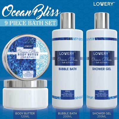 Lovery Home Spa Gift Baskets - Ocean Bliss Spa Set - Glitter Eye Gel Mask & More Image 1