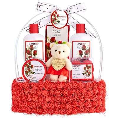 Lovery Valentine's Day Spa Gift Basket - Red Rose Scented Image 1