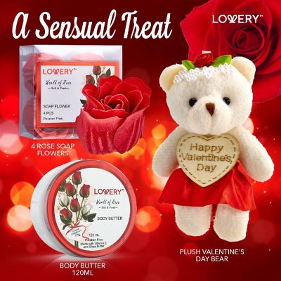 Lovery Valentine's Day Spa Gift Basket - Red Rose Scented Image 2