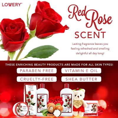 Lovery Valentine's Day Spa Gift Basket - Red Rose Scented Image 3