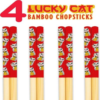 Lucky Cat GAMAGO Cast Bamboo Chopsticks  Set of 4 Image 1