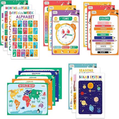 Magic Scholars Educational Posters, 18 Bundle Pack, Classroom Decor for Kids Toddler Learning Activities, Kindergarten, Pre School, Homeschool Supplies, Alphabe Image 1