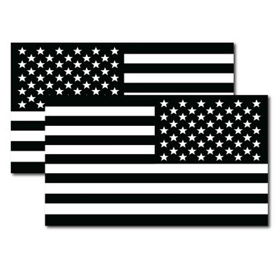 Magnet Me Up Black and White American Flag and Reversed Black and White American Flag Magnet Decal, 7x12 In, Oppoing 2 Pk, for Car Truck SUV Image 1