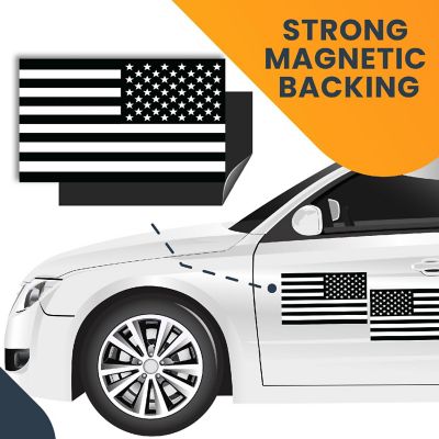 Magnet Me Up Black and White American Flag and Reversed Black and White American Flag Magnet Decal, 7x12 In, Oppoing 2 Pk, for Car Truck SUV Image 3