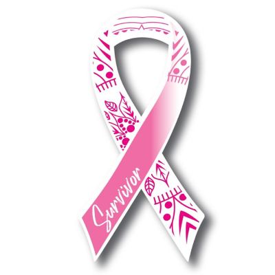 Magnet Me Up Breast Cancer Awareness Pink Mandala Survivor Ribbon Magnet Decal, 3.5x7 Inches, Heavy Duty Automotive Magnet for Car Truck SUV Image 1