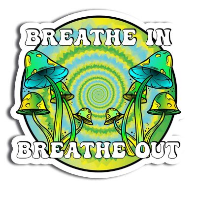 Magnet Me Up Breathe In, Breathe Out Psychedelic Mushroom Tie Dye Magnet Decal, 5 Inches, Automotive Magnet For Car Truck SUV or Any Other Magnetic Surface Image 1