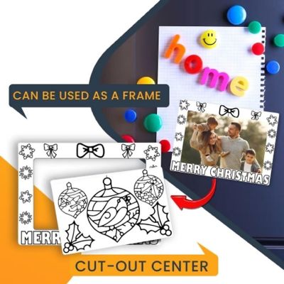 Magnet Me Up Color Your Own Christmas Ornaments Picture Frame DIY Holiday Magnet, 5x7 Inches with 3.5x5.5 Inch Cut-Out, Creative Artistic Image 2