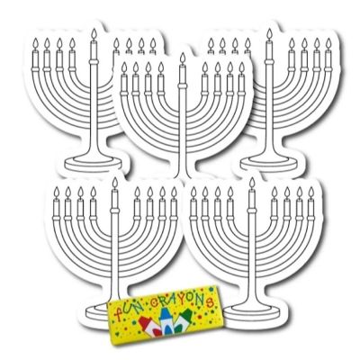 Magnet Me Up Color Your Own Hanukkah Menorah DIY Holiday Magnet, 5 Menorah Pack, Creative Artistic Gift Idea Image 1